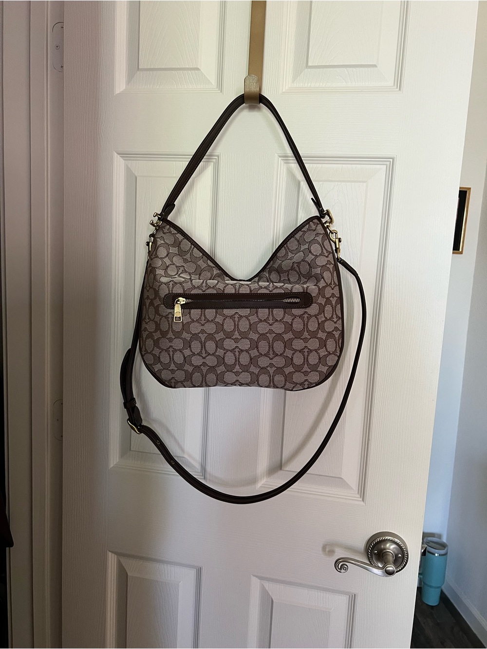 Coach Signature Hobo Bag in Brown and Beige - Picture 2 of 7